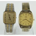 Two Gents Omega quartz wristwatches both untested but one with missing winder