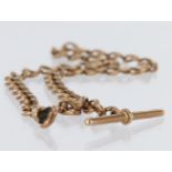 9ct Gold hallmarked pocket watch chain & T bar, length 34.5cm approx., weight 21.5g approx.