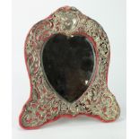 Large silver heart shaped mirror, hallmarked 'S&Co, Birmingham 1904', easel back (detached but