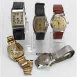Selection of pre mid 20th Century and earlier wristwatches. Makers include Lavina, Helvetia etc.