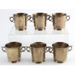 Six silver twin handled toddy cups, each hallmarked 'G.M.Co, Birmingham 1916', height 37mm