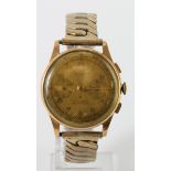 Gents 18ct cased "Chronographe Suisse" chronograph wristwatch. Circa 1950s, working when