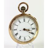 Gents gold plated centre second open face pocket watch by Higgins of Chesterfield. The whire dial