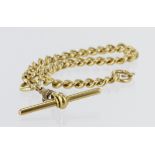 18ct "T" bar pocket watch chain, length approx 20cm, weight 23.7g