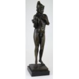 Bronze figure of 'Adam'. On a marble base. Signed 'No"ee (?). Height measures approx 47.5cm.