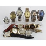 Twelve gents automatic / manual wind wristwatches. Makes include Sekonda, Starlon, Monde, Rotary,