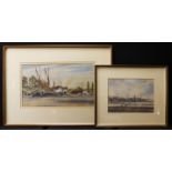 Ipswich interest. Two paintings by Michael Norman R.S.M.A (b.1943). The first a pen, ink and