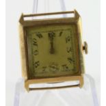 Yellow metal (tests as 18ct) cased gents Zenith wristwatch, circa mid 1920s. Working when