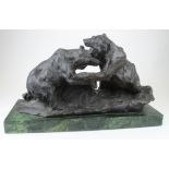 Bronze study of a pair of fighting bears. Measures approx 27cm H x 50cm L.