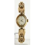 Ladies 9ct cased Longines wristwatch on a 9ct bracelet. Total weight 24.5g, watch working when