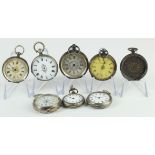 Eight Silver cased small / mid size pocket watches. All AF