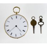 Pocket Watch, yellow metal (tests as 18ct Gold) and enameled case, plain white dial. Late 19th