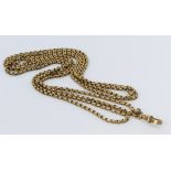 Ladies 9ct "Muff" chain, length approx 155cm, weight 34.9g