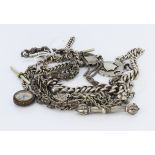 Assortment of Silver / white metal pocket watch chains. Total weight 191.5g
