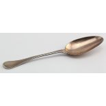 18th century (posssibly) brass Hanoverian tablespoon initialled AMS on back of spoon.