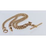 9ct "T" bar pocket watch chain, length approx 38.5cm, weight 37.9g