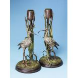 Franz Xavier Bergman (1861-1936) Pair of Austrian cold painted bronze candle holders each in the