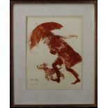 Packer, Harold George (1908-1999) Red/brown ink wash. Inscribed (verso) Evening time-sketch,