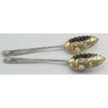 Pair of Georgian silver & gilt Berry Spoons,lovely condition & marks, hallmarked C.H.( Charles