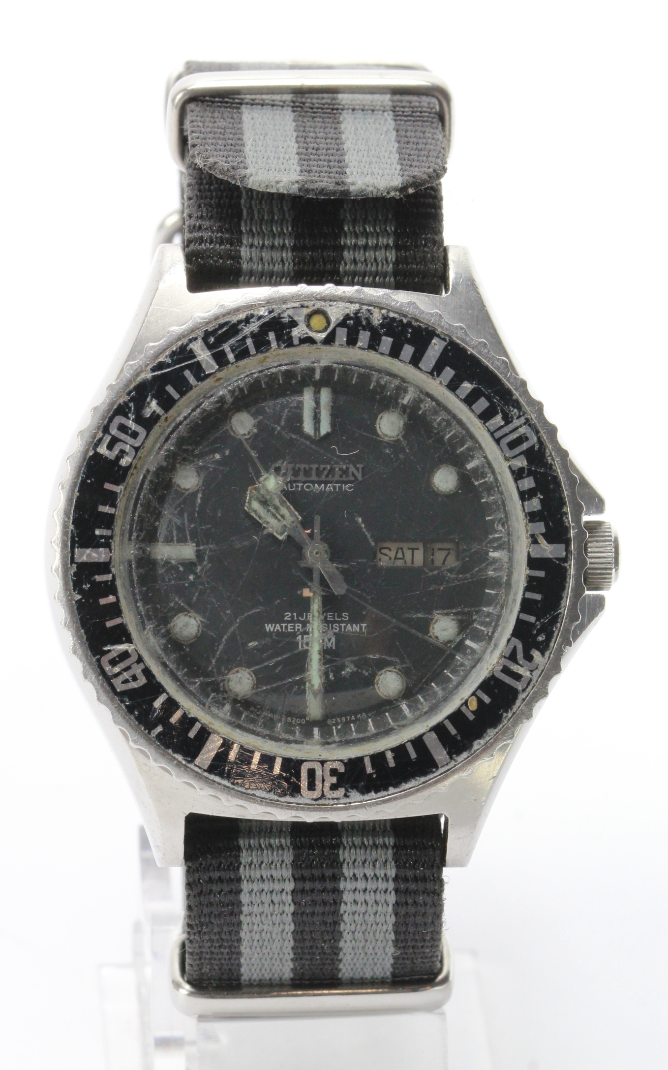 Gents stainless steel cased Citizen automatic divers watch. Working when catalogued