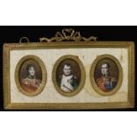 Late 18th century, Napoleonic Triple Portrait Miniature depiciting Napoleon I (centre), Marshal (