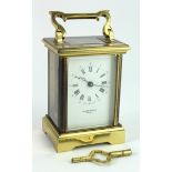 Gilt brass five glass carriage clock, by Taylor & Bligh, Roman numerals to dial, height 12.5cm