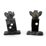 John Maltby (1936-2020). Two stoneware sculptures, untitled, depicting trible figures, with