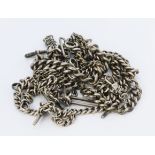 Selection of silver pocket watch chains. Total weight 219g