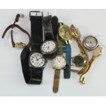 Assortment of mixed wristwatches, includes one 18ct cased and two 9ct cased. AF