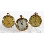 Three gents rolled gold open face pocket watches AF