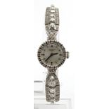 18ct white gold ladies Longines wrist watch with original Longines seventeen jewel mechanical