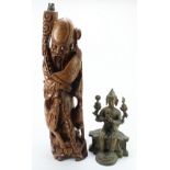 Buddha interest. A seated buddha statue (possibly bronze), circa late 19th to early 20th Century,