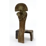 John Maltby (1936-2020). A stoneware sculpture, untitled, depicting a woman sat on a bench seat,