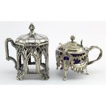 Exceptional Gothic inspired Puginistic silver plated mustard pot, marked E&Co for Elkington & Co.
