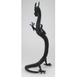 Bronze oriental style dragon. Height measures approx 43cm.