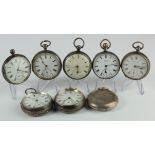 Eight silver cased gents pocket watches, all not working or AF