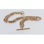 9ct "T" bar pocket watch chain, length approx 46.5cm, weight 24.6g