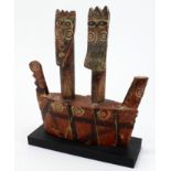 John Maltby (1936-2020). A stoneware sculpture, titled 'Royal Barge', with artists seal, on a wooden