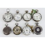Eight silver cased gents pocket watches, all not working