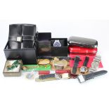 Assortment of various watches / watch boxes , pouches etc. Watches include Gucci, Terner, Calvin