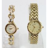 Two ladies Rotary gold plated wrist watches, one working when catalogued