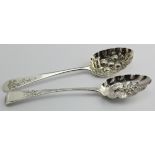 Two George III silver Old English pattern berry spoons, hallmarked GS London 1778 and IL (prob.)