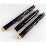 Monzani. A rosewood flute by Monzani, circa mid 19th Century, in need of slight restoration,