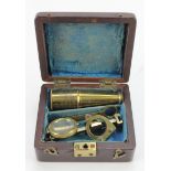 Cary brass portable compound microscope, circa 19th century, engraved to side of crank 'Cary,