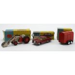 Corgi Toys. Three boxed Corgi models, comprising Massey Ferguson 65 Tractor with Shovel (no. 53);