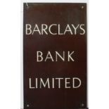 Bronze 'Barclays Bank Limited' sign, 33cm x 56cm approx. (heavy)