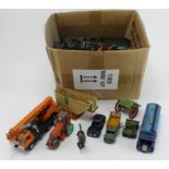 Diecast. A collection of playworn toys, including Dinky, Britains, etc.