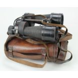 Binoculars. A pair of WWII 7X50 binoculars contained in a leather case, marked 'A.G. & Co. Ltd,