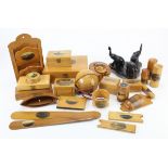 Mauchline Ware. Twenty-four mauchline ware items, including boxes, letter openers etc., together