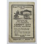 Cup Final 23rd April 1927 Souvenir (memorial) card Cardiff City - 1 Arsenal - 0. Original item but